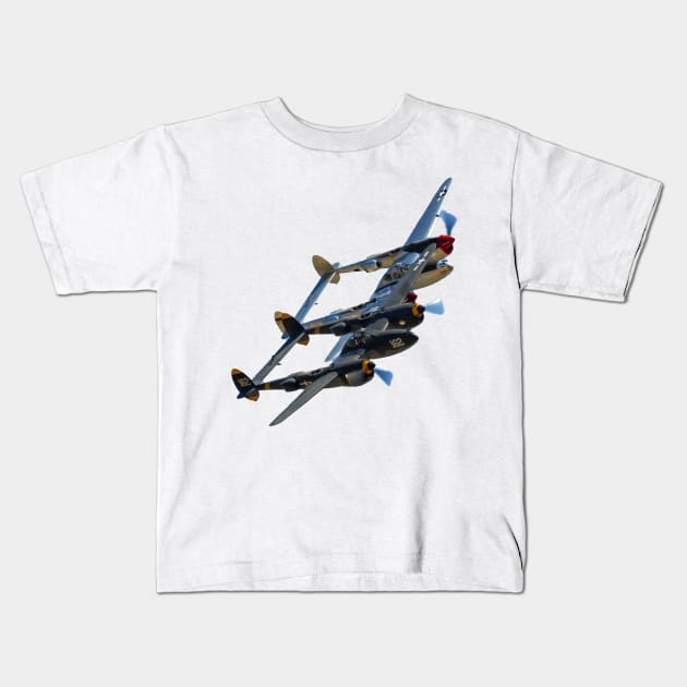 P-38s Formation Overlapped no background Kids T-Shirt by acefox1
